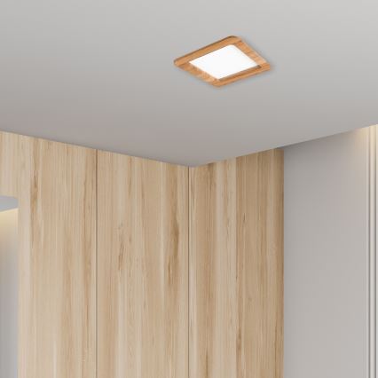 Foco de encastrar LED WOODY SPOT LED/17W/230V 3000K carvalho 18,5x18,5 cm