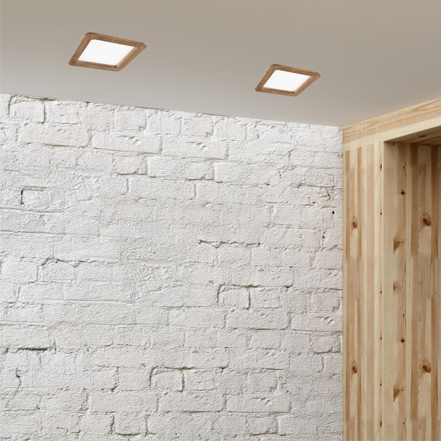 Foco de encastrar LED WOODY SPOT LED/17W/230V 3000K nogueira 18,5x18,5 cm