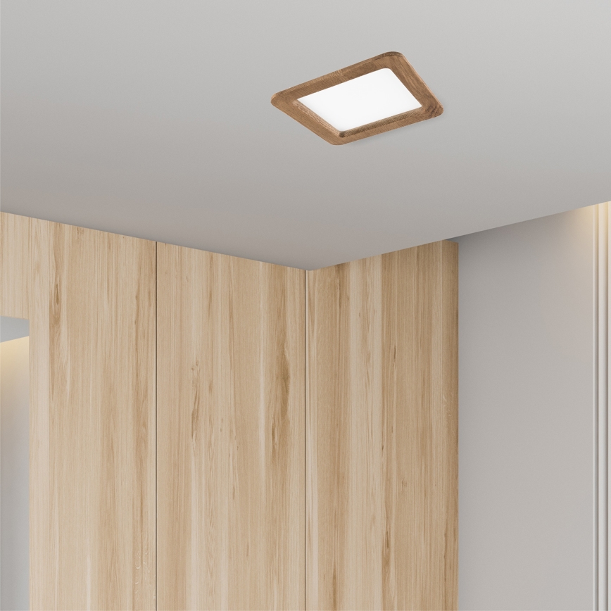 Foco de encastrar LED WOODY SPOT LED/17W/230V 3000K nogueira 18,5x18,5 cm