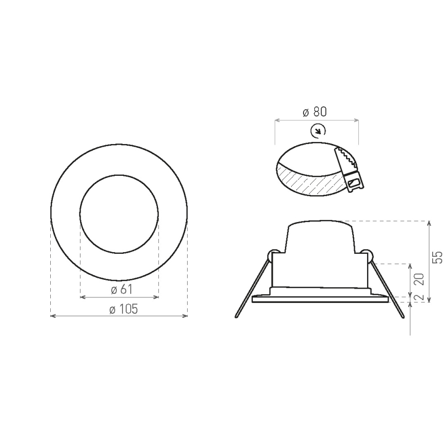 Foco de encastrar para casa de banho LED BONO LED/8W/230V 4000K IP65 preto