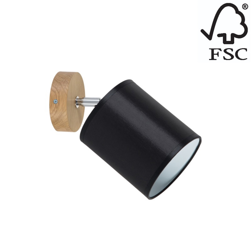 Foco de parede APRILLIA 1xE27/25W/230V carvalho preto - certificado por FSC