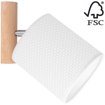 Foco de parede BENITA 1xE27/25W/230V branco/carvalho – FSC certificado