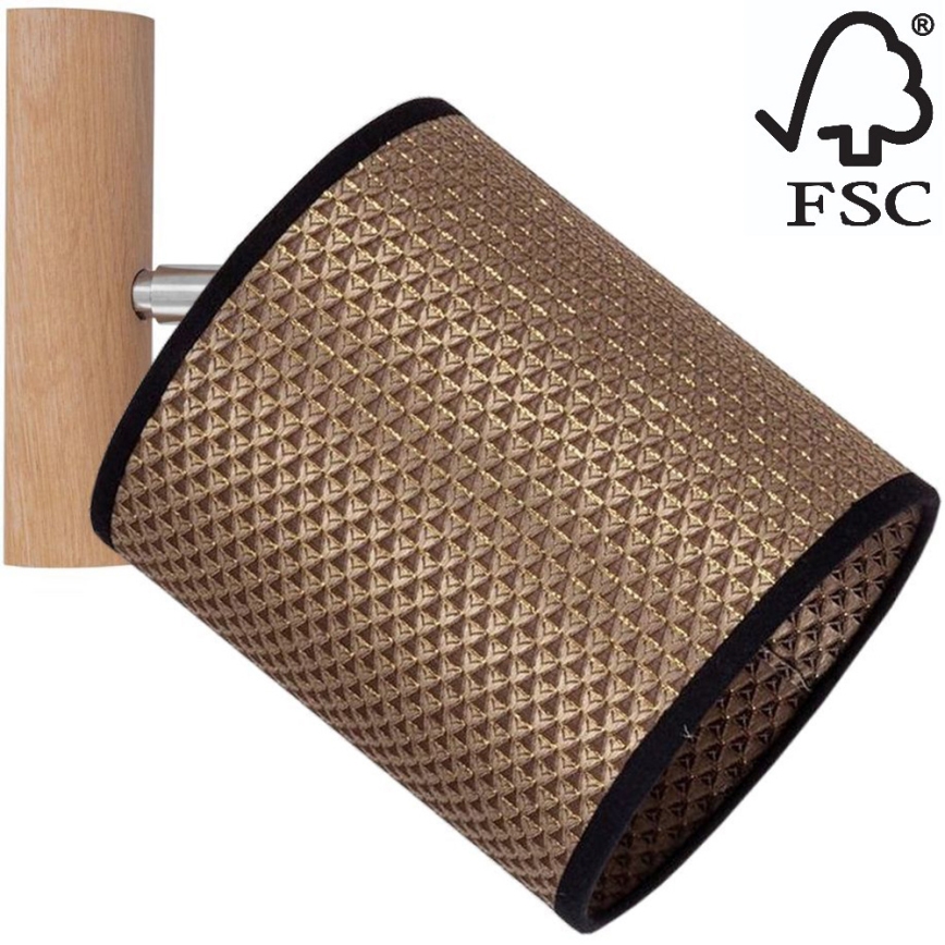 Foco de parede BENITA 1xE27/25W/230V castanho/carvalho – FSC certificado
