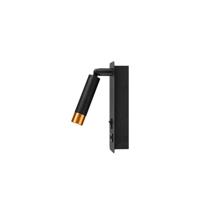 Foco de parede com carregador USB 1xG9/35W/230V preto/dourada