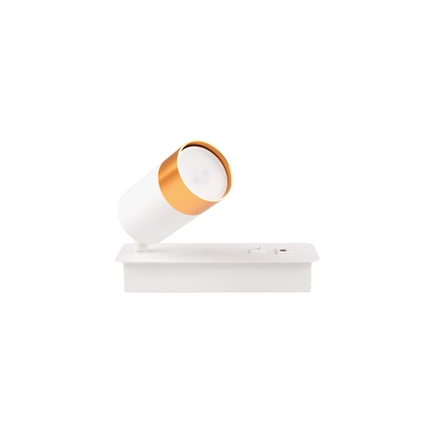 Foco de parede com carregador USB 1xGU10/35W/230V branco/dourado