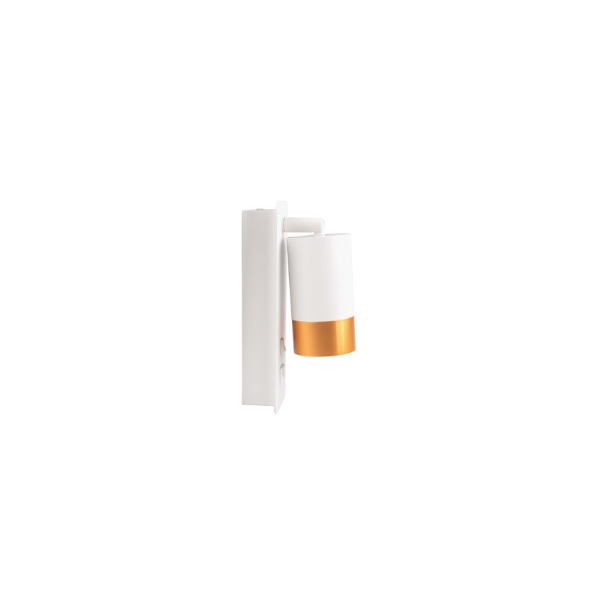Foco de parede com carregador USB 1xGU10/35W/230V branco/dourado
