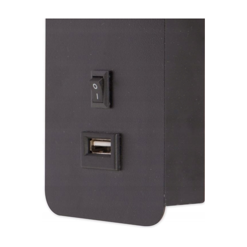 Foco de parede com carregador USB 1xGU10/35W/230V preto