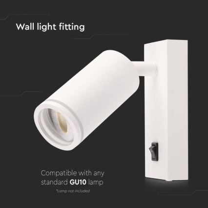 Foco de parede com interruptor 1xGU10/35W/230V branco