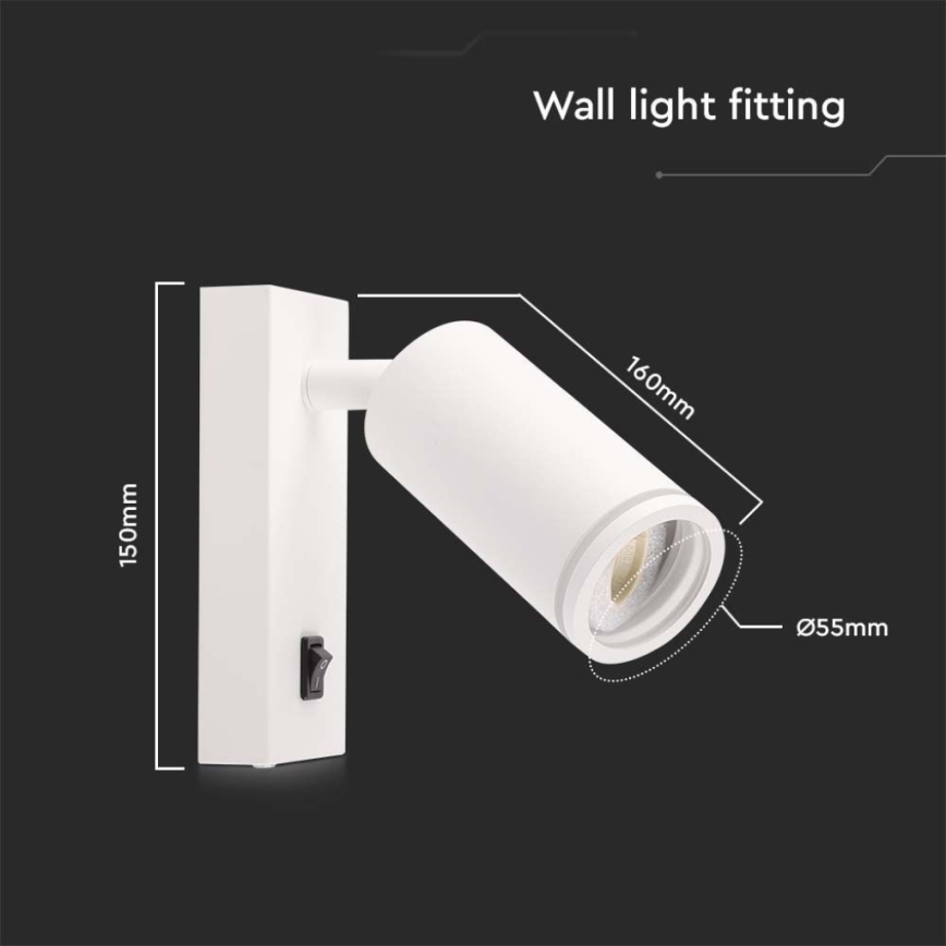 Foco de parede com interruptor 1xGU10/35W/230V branco