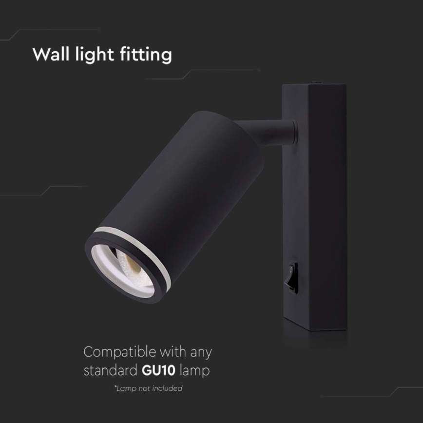 Foco de parede com interruptor 1xGU10/35W/230V preto