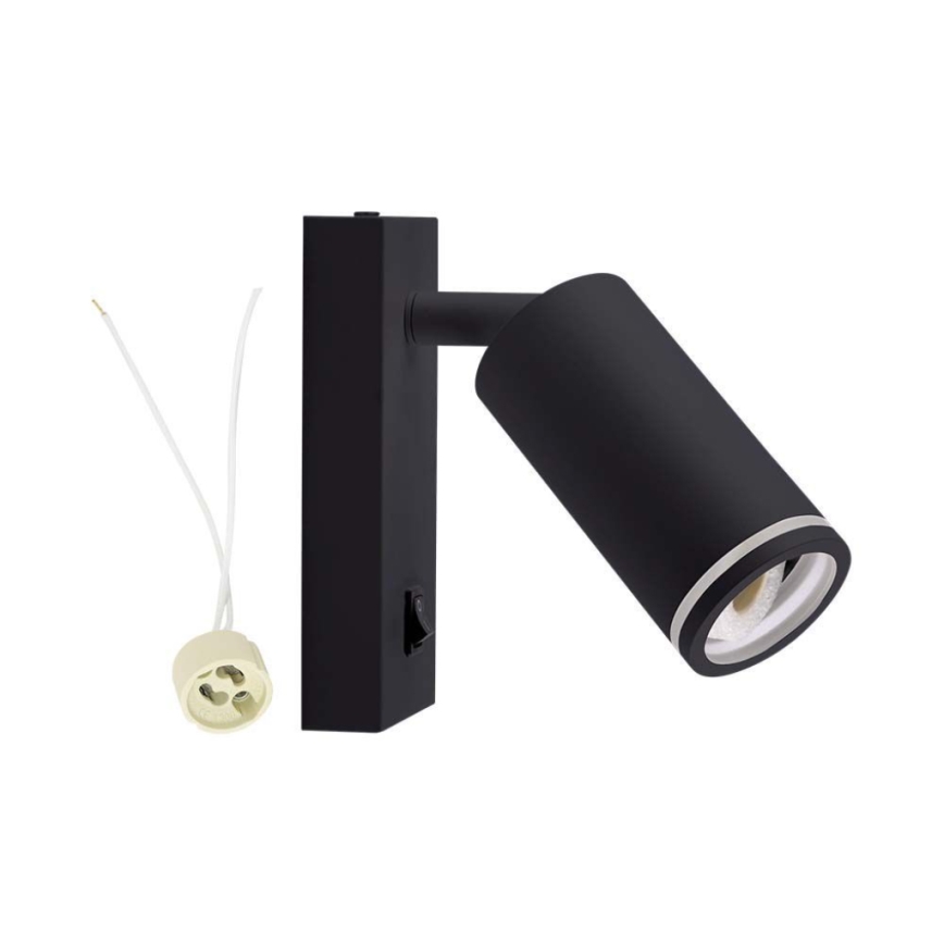 Foco de parede com interruptor 1xGU10/35W/230V preto