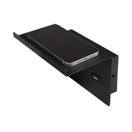 Foco de parede com prateleira e entrada USB 1xG9/35W/230V preto/dourado