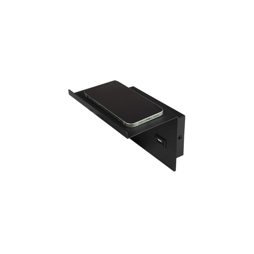 Foco de parede com prateleira e entrada USB 1xG9/35W/230V preto/dourado