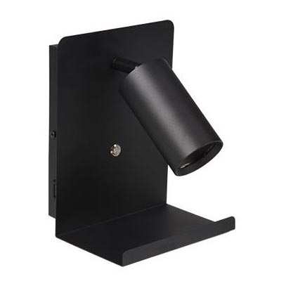 Foco de parede com prateleira e entrada USB 1xGU10/35W/230V preto