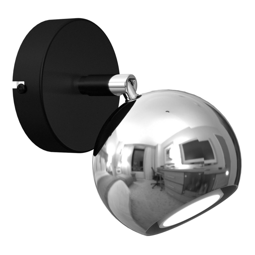 Foco de parede COMET 1xGU10/8W/230V preto/cromado brilhante