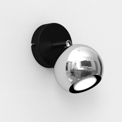 Foco de parede COMET 1xGU10/8W/230V preto/cromado brilhante