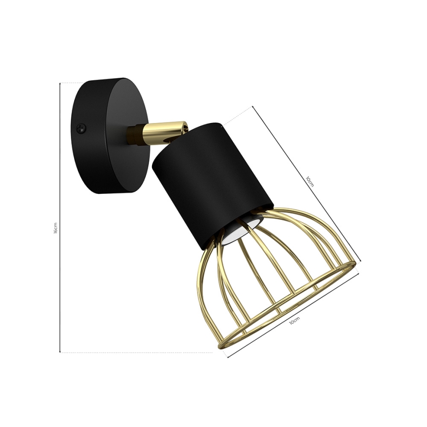 Foco de parede DANTE 1xGU10/25W/230V preto/dourado