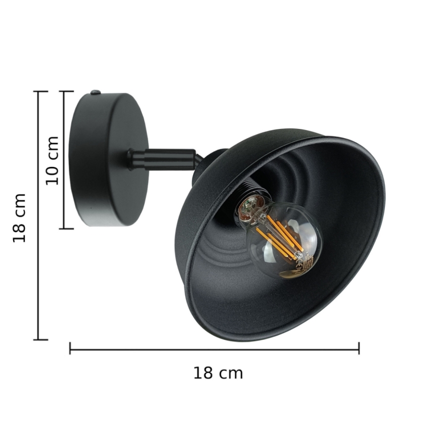 Foco de parede FAUN 1xE27/60W/230V preto