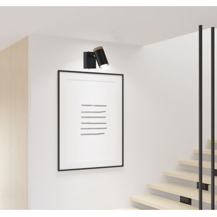 Foco de parede LAGOS 1xGU10/15W/230V preto/castanho