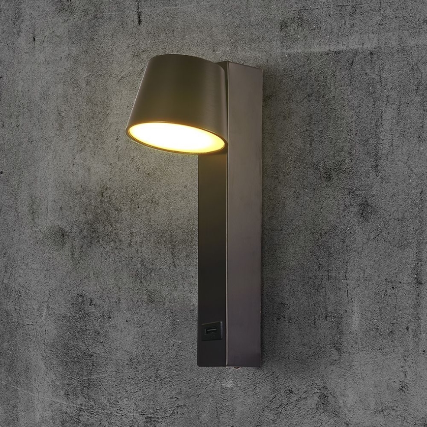 Foco de parede LED com porta USB LED/8W/230V 3000K