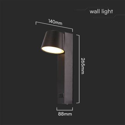 Foco de parede LED com porta USB LED/8W/230V 3000K