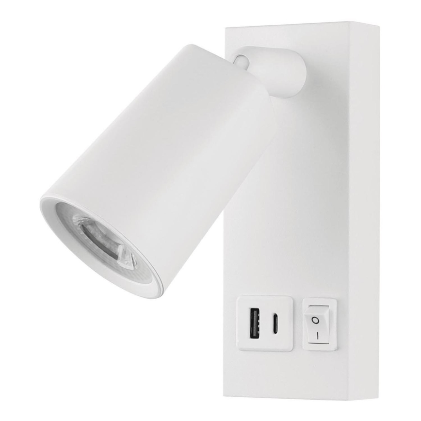Foco de parede LED com USB CHARGE LED/5W/230V branco