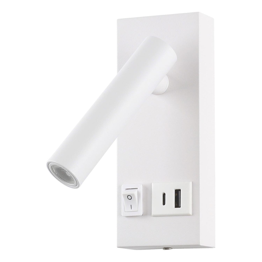 Foco de parede LED com USB LED/2W/230V branco