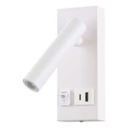 Foco de parede LED com USB LED/2W/230V branco