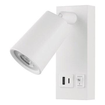 Foco de parede LED com USB LED/5W/230V branco