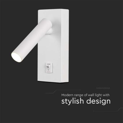 Foco de parede LED com interruptor LED/2W/230V 3000K branco