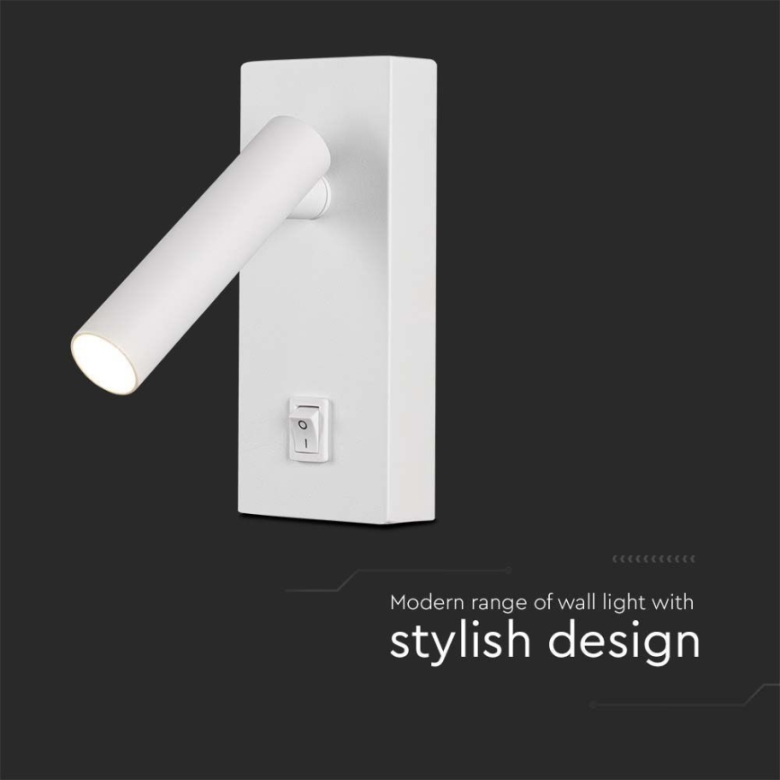 Foco de parede LED com interruptor LED/2W/230V 3000K branco