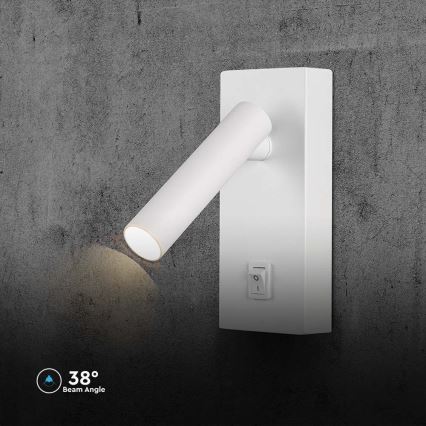 Foco de parede LED com interruptor LED/2W/230V 3000K branco