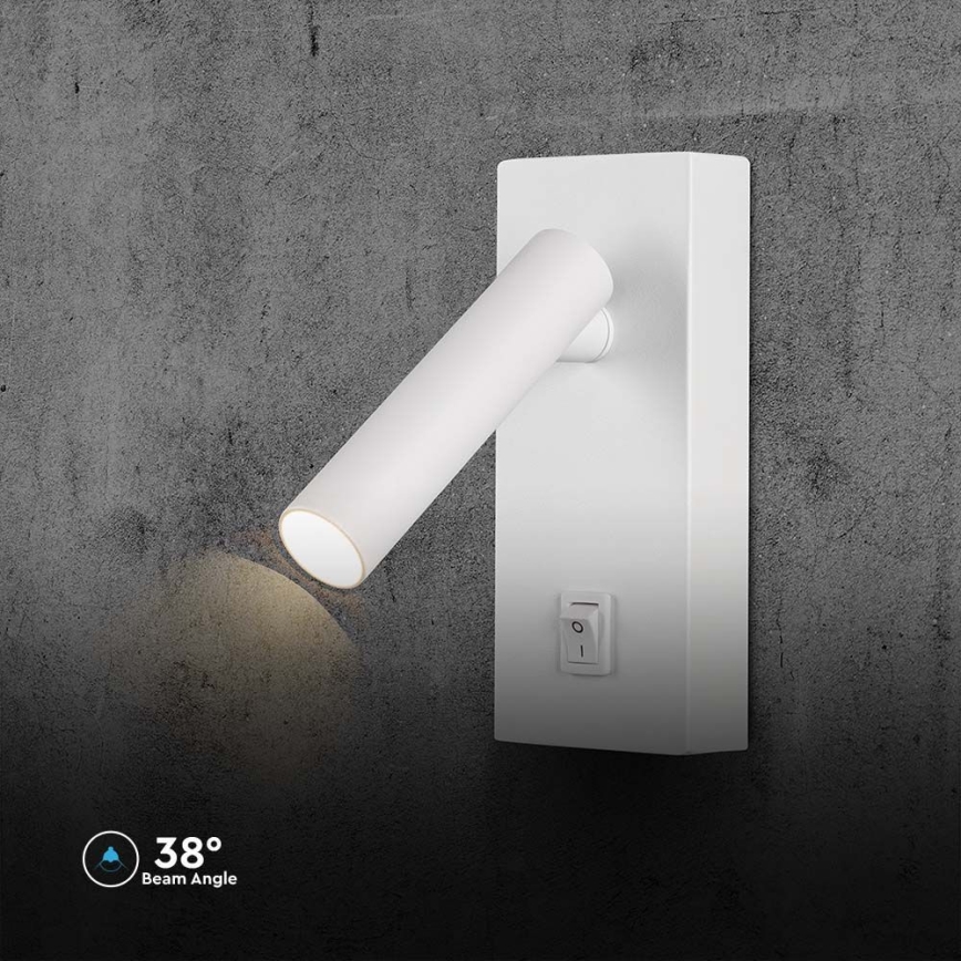 Foco de parede LED com interruptor LED/2W/230V 3000K branco