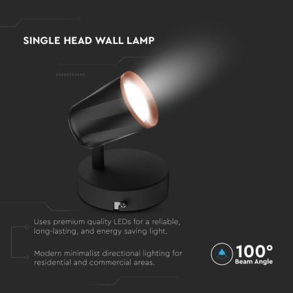 Foco de parede LED LED/5W/230V 4000K preto
