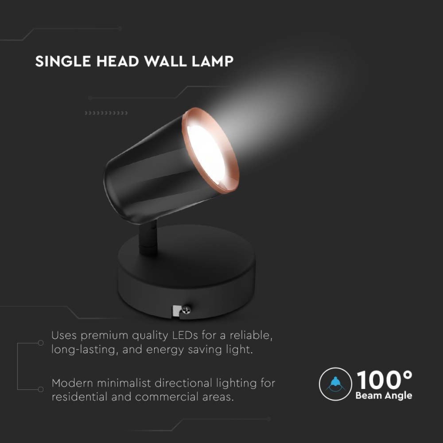 Foco de parede LED LED/5W/230V 4000K preto