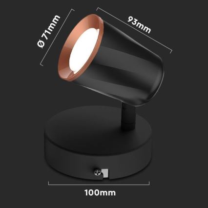 Foco de parede LED LED/5W/230V 4000K preto