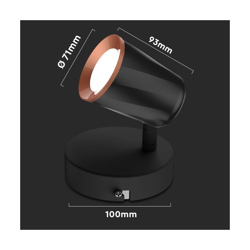 Foco de parede LED LED/5W/230V 4000K preto