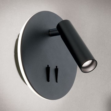 Foco de parede LED LENNY LED/6W/230V + LED/3W preto