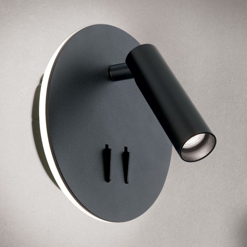 Foco de parede LED LENNY LED/6W/230V + LED/3W preto