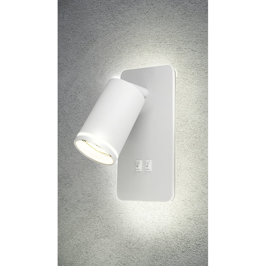 Foco de parede LED PARIS 1xGU10/10W/230V + LED/6W/230V branco