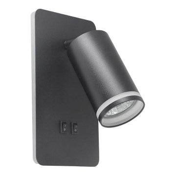 Foco de parede LED PARIS 1xGU10/10W/230V + LED/6W/230V preto