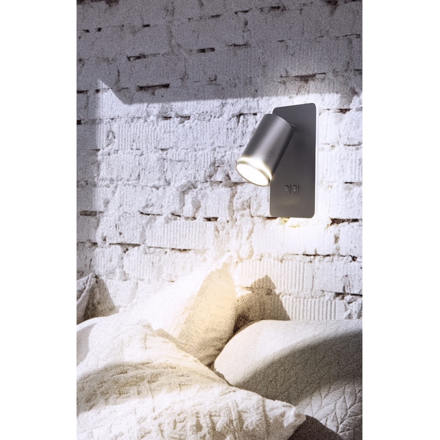 Foco de parede LED PARIS 1xGU10/10W/230V + LED/6W/230V preto