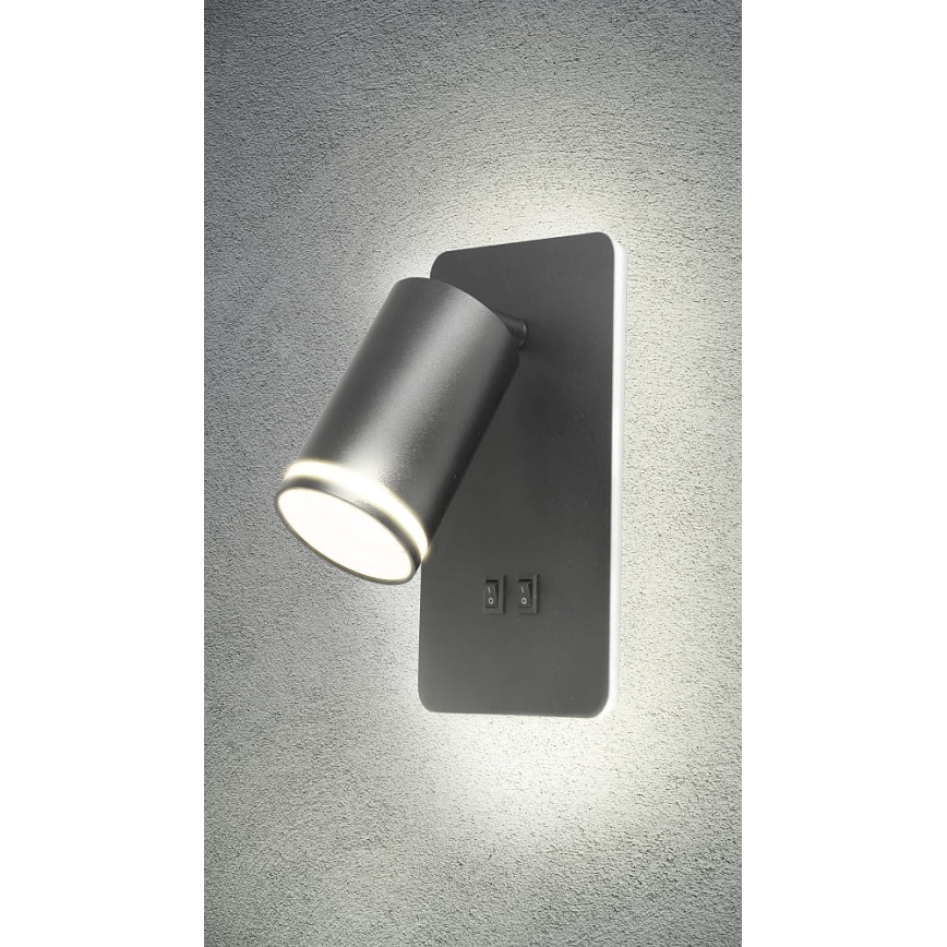 Foco de parede LED PARIS 1xGU10/10W/230V + LED/6W/230V preto
