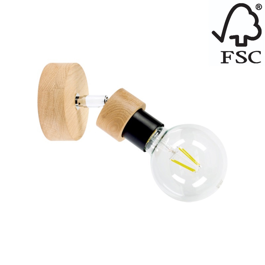 Foco de parede MARJOLAINE 1xE27/25W/230V carvalho - certificado por FSC