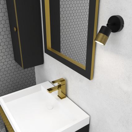Foco de parede MIZU 1xGU10/8W/230V preto/latão