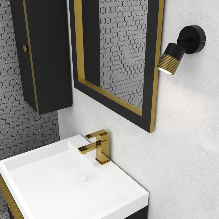 Foco de parede MIZU 1xGU10/8W/230V preto/latão