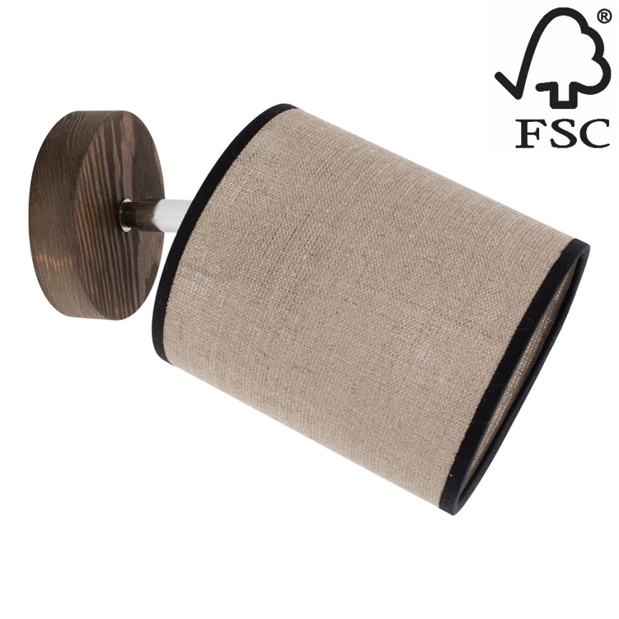 Foco de parede NEGRO 1xE27/25W/230V pinho - certificado por FSC