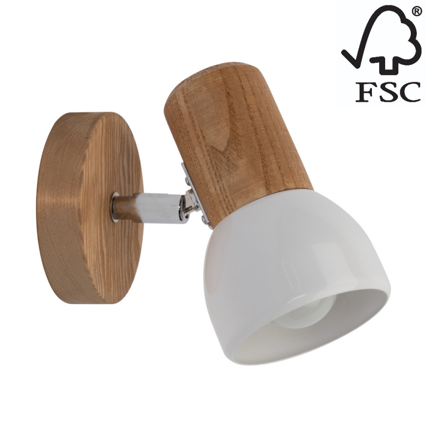 Foco de parede NEL 1xE27/15W/230V pinho - certificado por FSC
