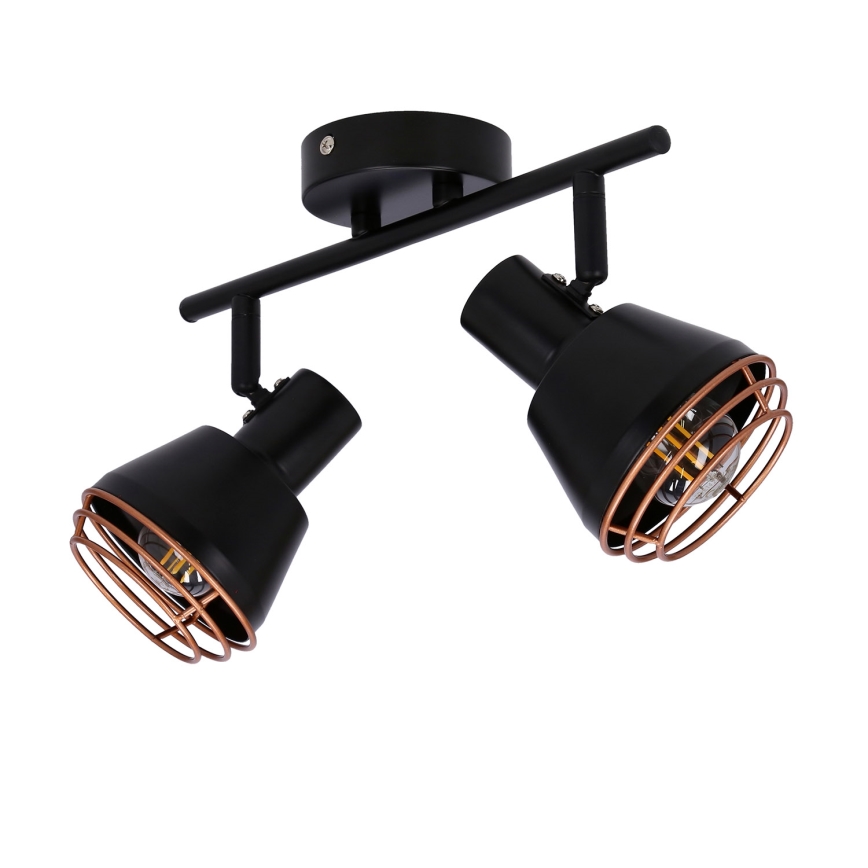 Foco de parede NERIA 2xE14/40W/230V preto/cobre