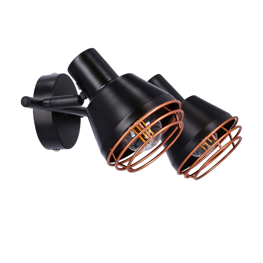 Foco de parede NERIA 2xE14/40W/230V preto/cobre